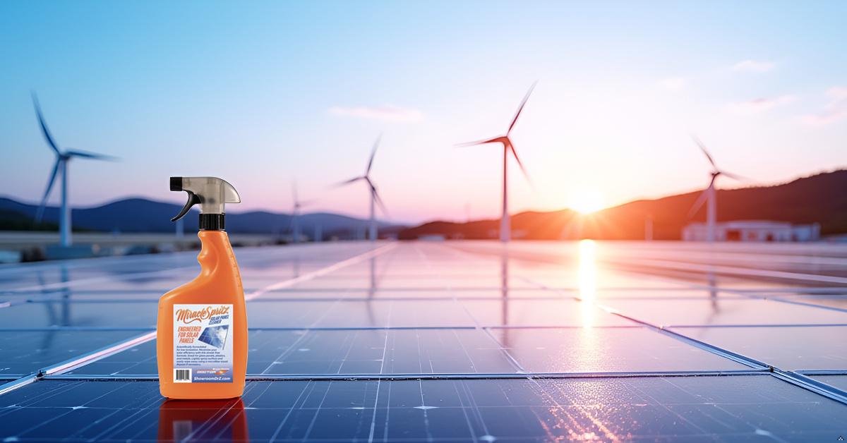 Miracle Spritz Solar Panel Cleaner - 32oz High-Efficiency Formula, Streak-Free, Protective Finish, Easy-to-Use, Cleans up to 1900 ft
