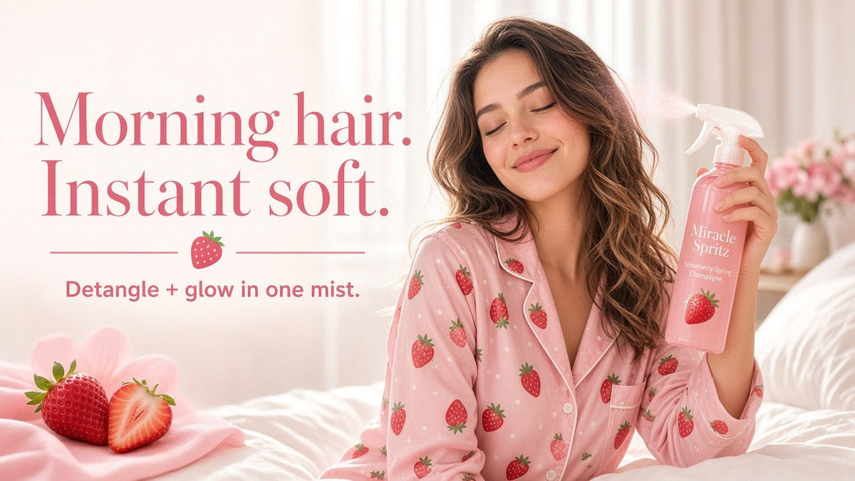 Morning detangle soft silky mist ritual — Miracle Spritz Strawberry Spring Champagne