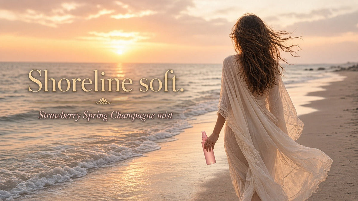Shoreline soft beach vibe — Miracle Spritz Strawberry Spring Champagne