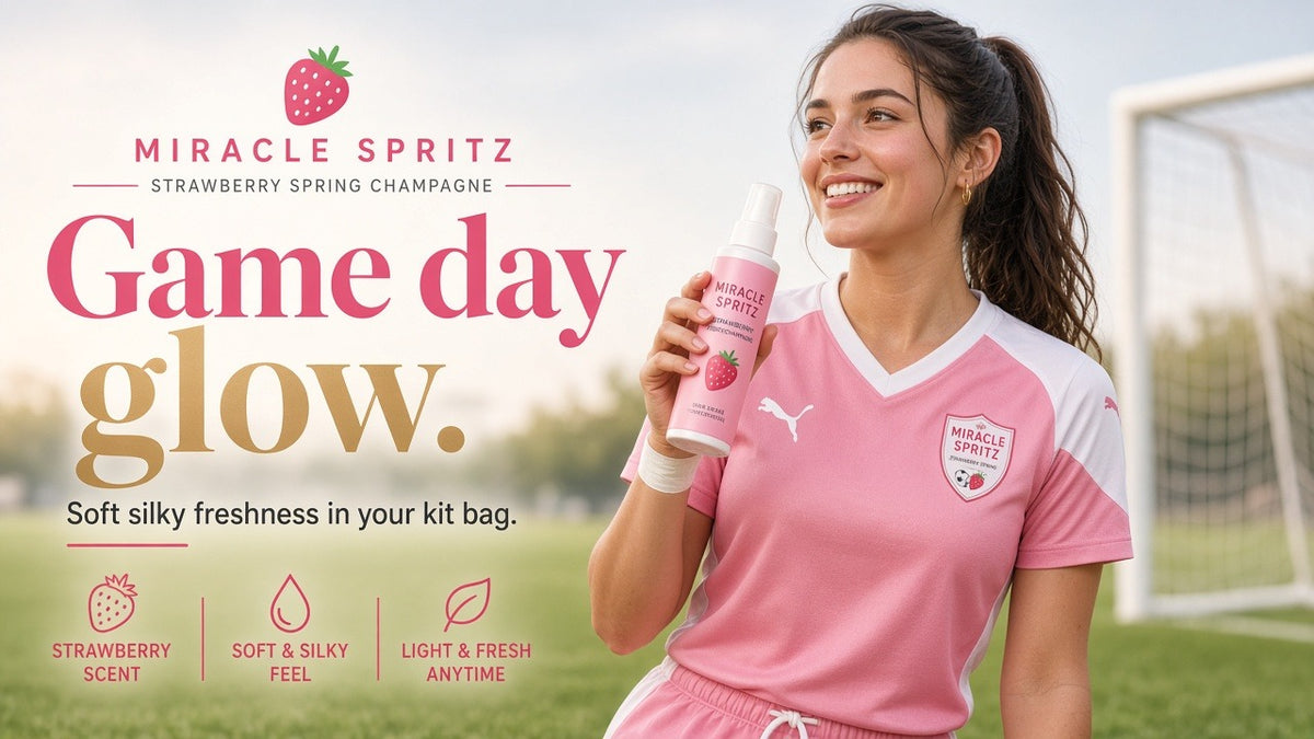 Soccer glow soft silky body mist — Miracle Spritz Strawberry Spring Champagne