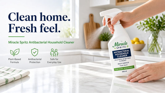 Miracle Spritz Antibacterial Household Cleaner — clean home, fresh feel.
