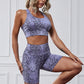 Animal Print Sports Bra and Shorts Set - Purple / S