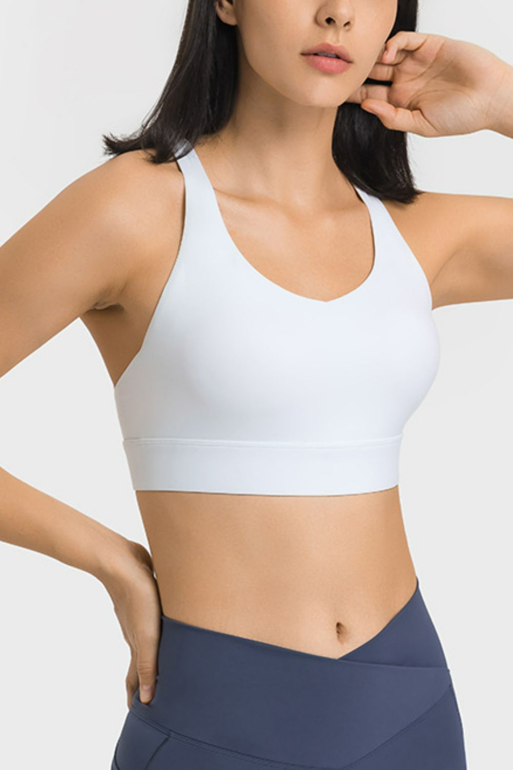 Breathable Crisscross Back Sports Bra - White / 4 - fashion