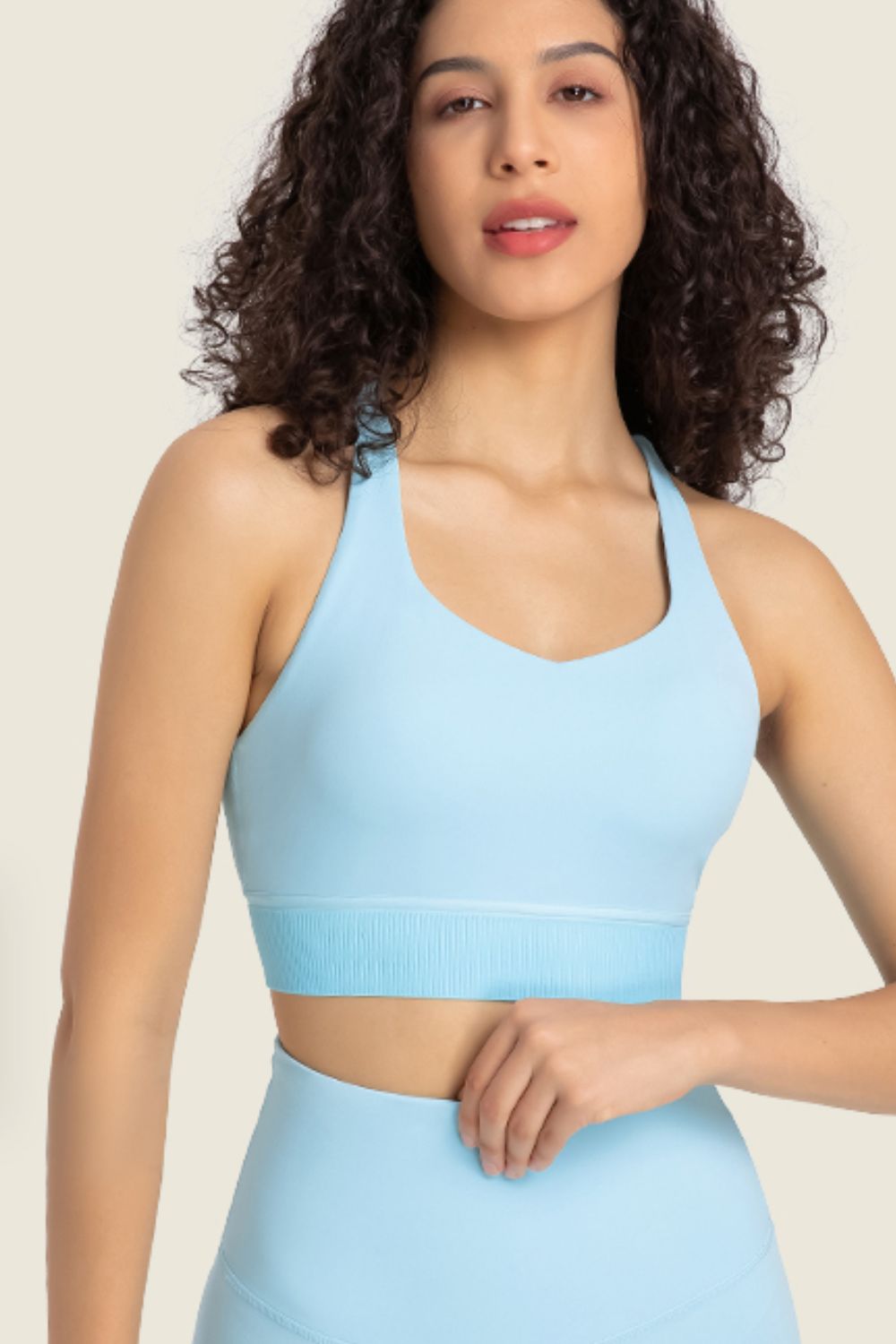 Feel Like Skin Racerback Halter Neck Sports Bra - Blue / 4