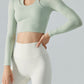 Halter Neck Long Sleeve Cropped Sports Top - Mint / S