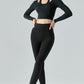 Halter Neck Long Sleeve Cropped Sports Top