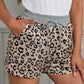Leopard Print Drawstring Waist Shorts with Pockets