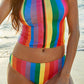 Rainbow Striped Split Bikini - fashion
