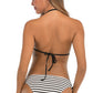 Striped Halter Neck Backless Bikini Set