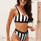 Striped Tank High Waist Bikini - Black / S - fashion