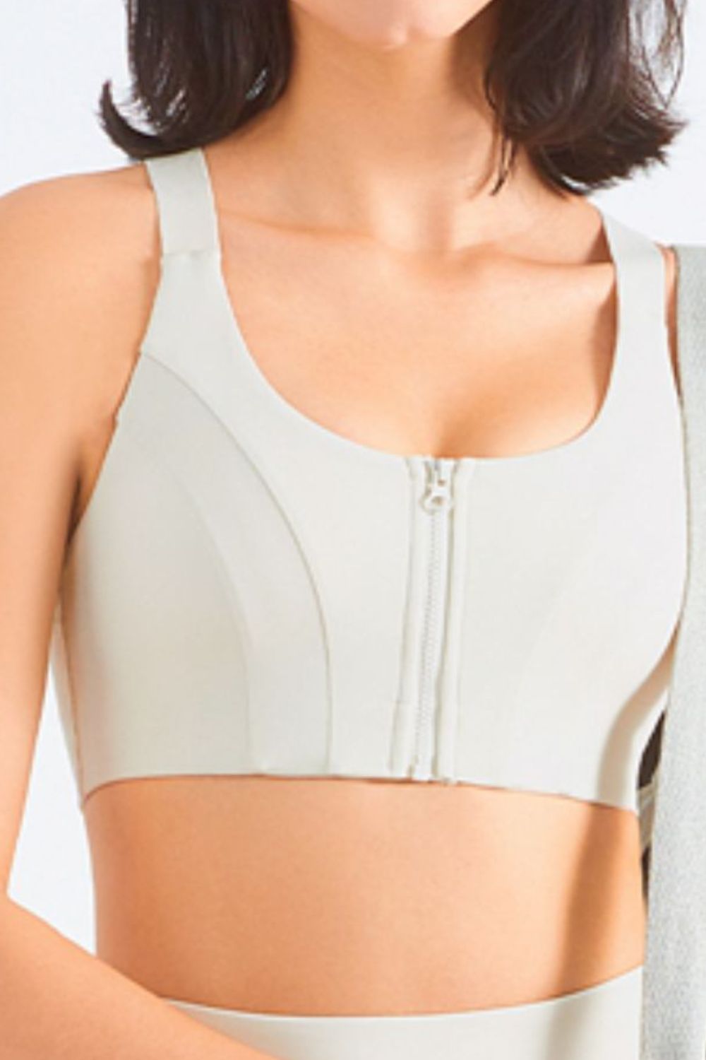 Zip-Up Racerback Sports Bra - fashion